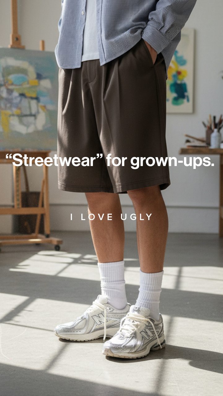 Menswear static ad: "Streetwear" for grown-ups.